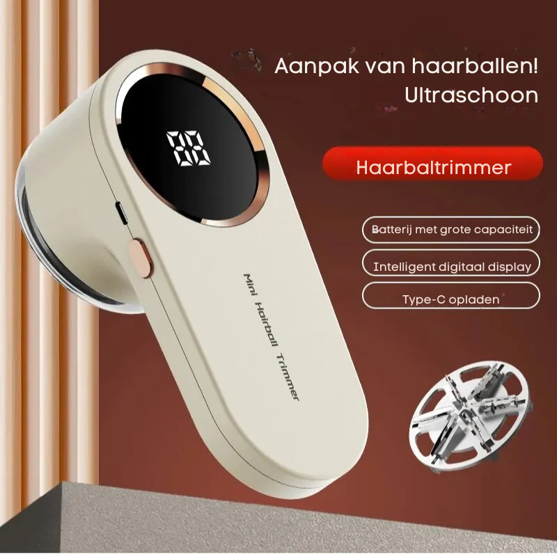 USB Oplaadbare Pluisverwijderaar met LED Display!