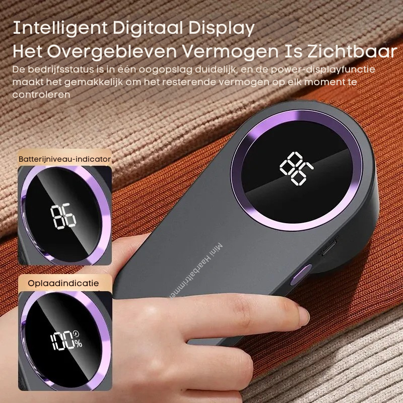 USB Oplaadbare Pluisverwijderaar met LED Display!